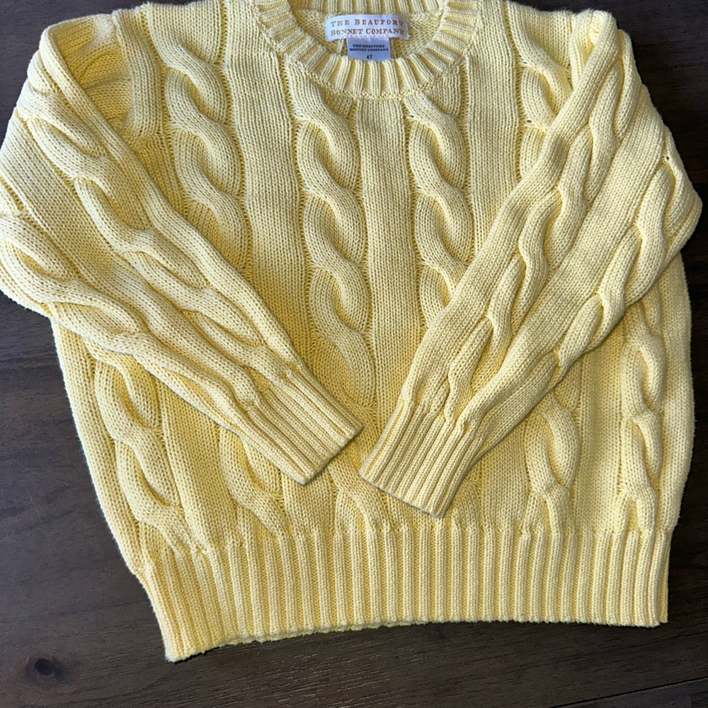 The Beaufort Bonnet Company Yellow Cable Knit Sweater